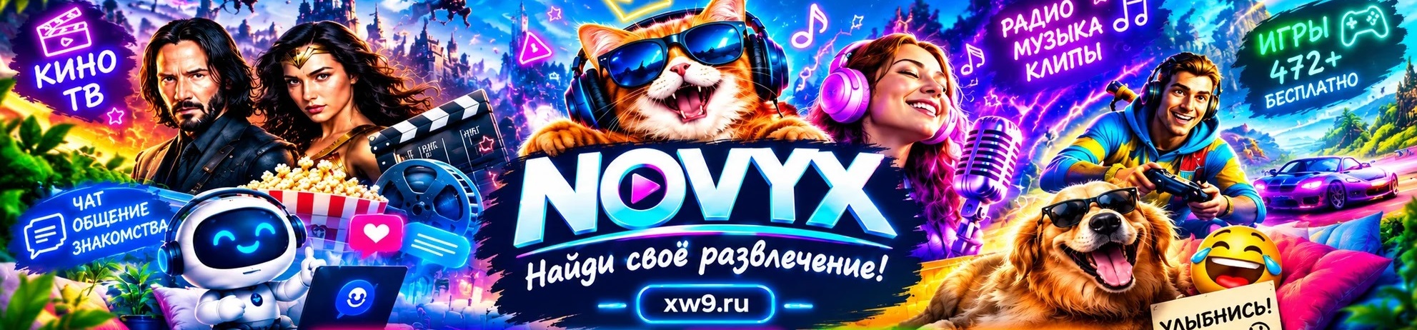 NOVYX — кино, ТВ, радио, музыкальные клипы, игры, чат и юмор